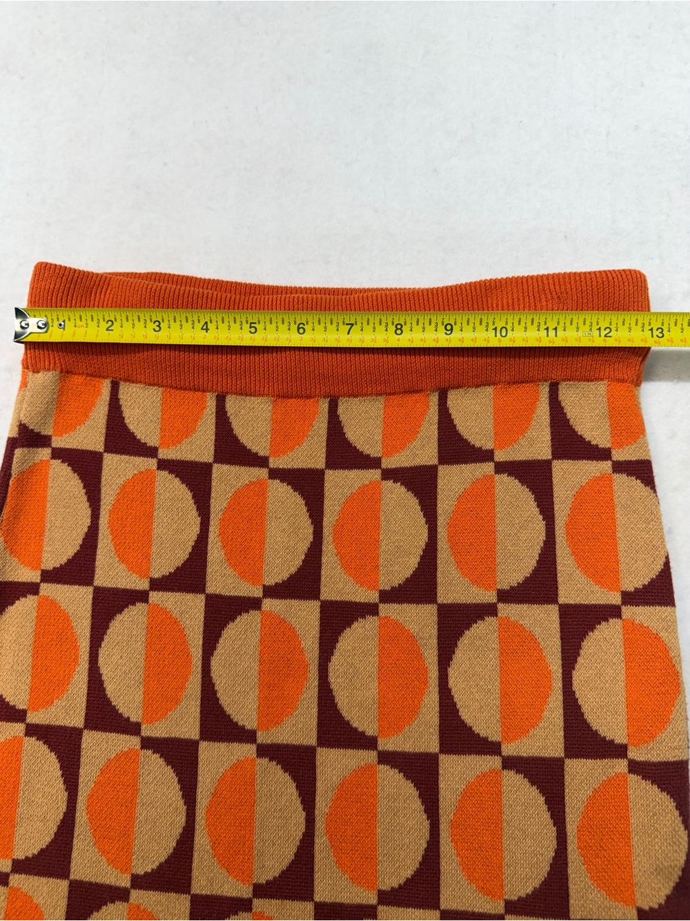 Oxknit 70’s Retro Geometric Knit Midi Skirt - Size Medium 100% Cotton - Picture 3 of 7